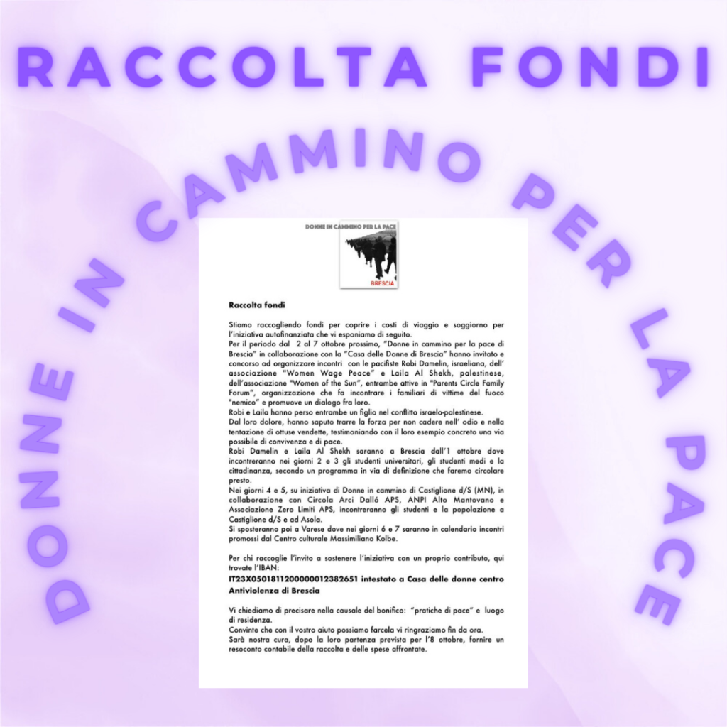 DONNE IN CAMMINO PER LA PACE - RACCOLTA FONDI