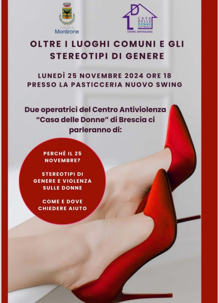 STEREOTIPI DI GENERE E VIOLENZA SULLE DONNE - incontro pubblico Comune di Montirone